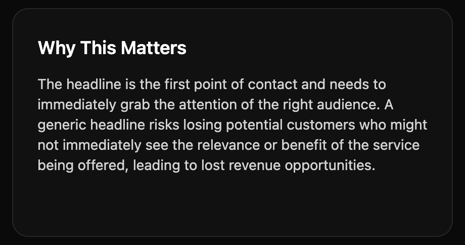 AdCopyWizards explanation of why the dental implant headline weakness matters